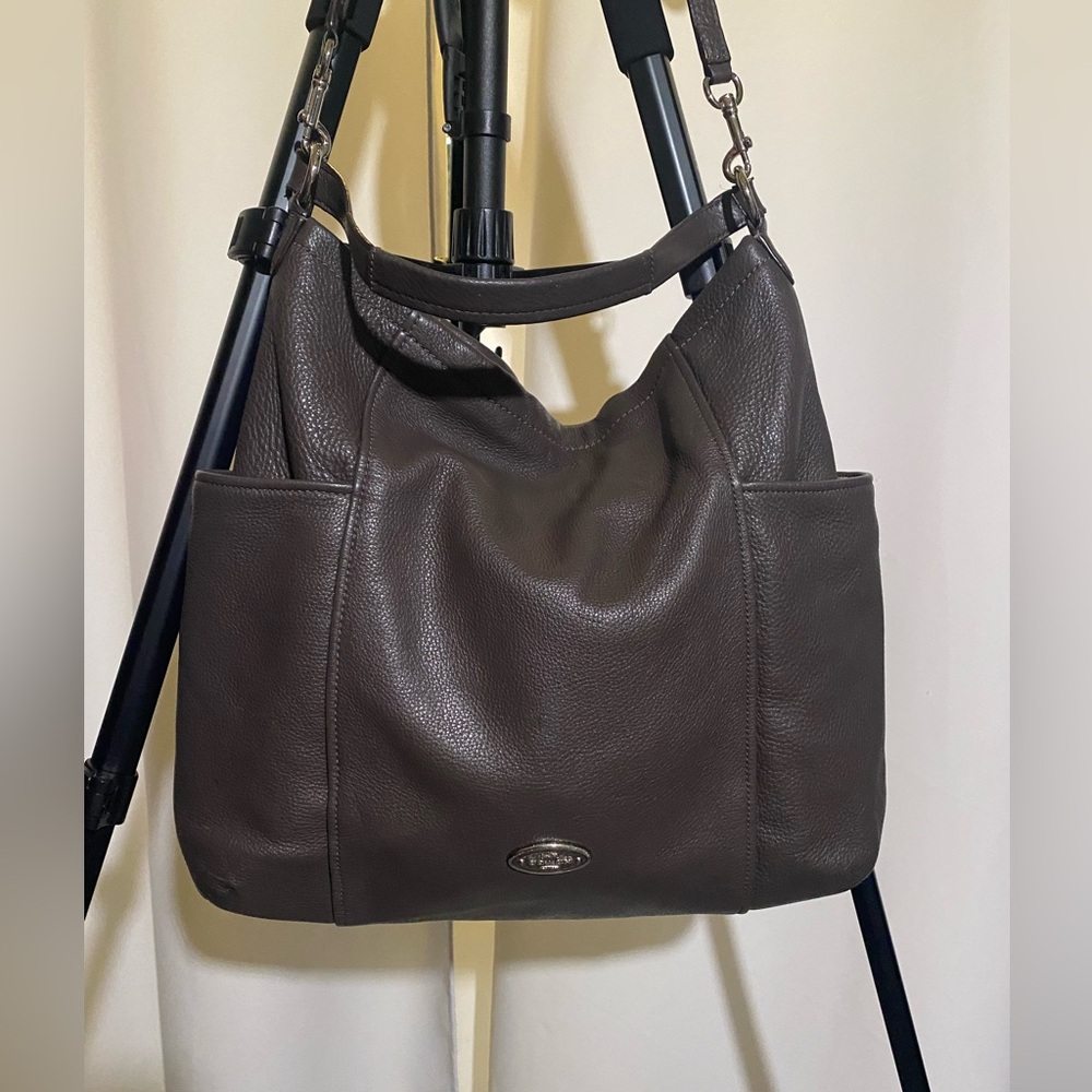 Coach Convertible Parker Brown/Grey Leather Hobo - Picture 3 of 13